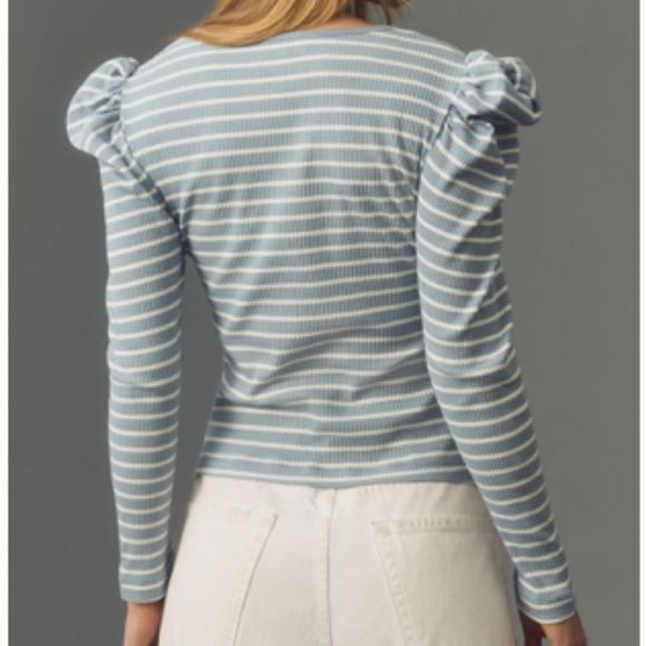 NWT Anthropologie Porridge Puff-Sleeve Tie Front-Top - Picture 2 of 4